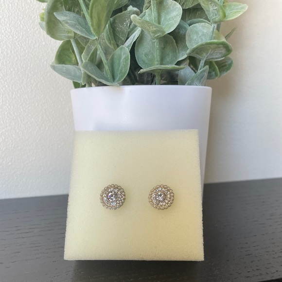 Circular Crystal Studd Earrings - Picture 3 of 5